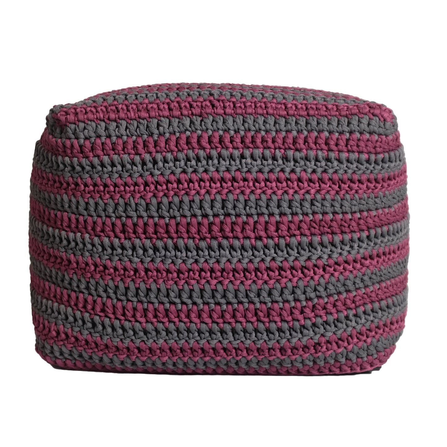 Puff Quadrado Listra Horizontal Outdoor 40x50x50 Marsala/Cinza Pronta Entrega