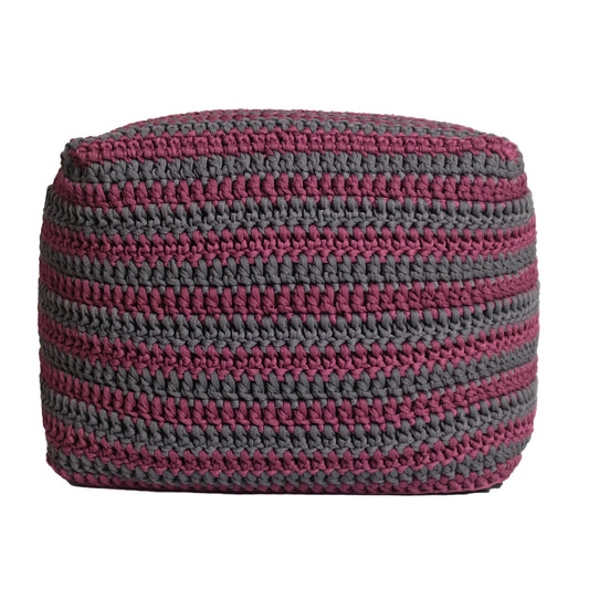 Puff Quadrado Listra Horizontal Outdoor 40x50x50 Marsala/Cinza