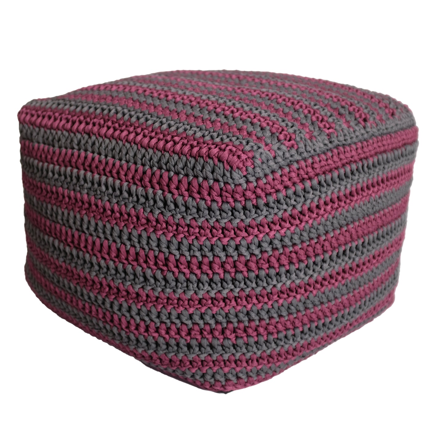 Puff Quadrado Listra Horizontal Outdoor 40x50x50 Marsala/Cinza Pronta Entrega