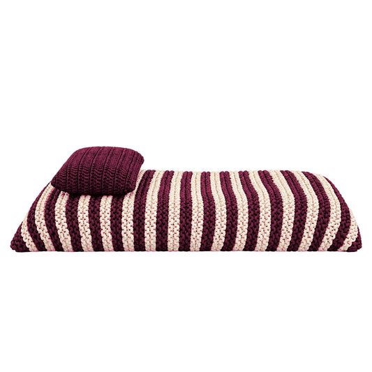 Puff Almofadão String Listrado Outdoor 90x160 Marsala Pronta Entrega