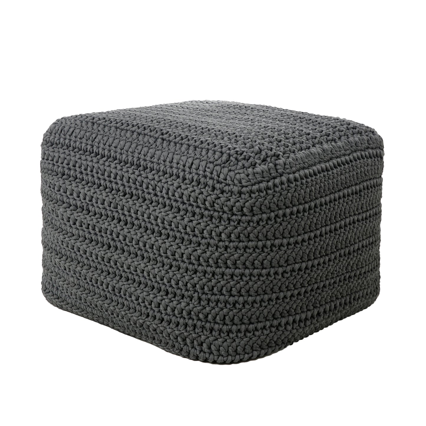 Puff Crochê Quadrado Outdoor 40x50x50 Cinza Pronta Entrega