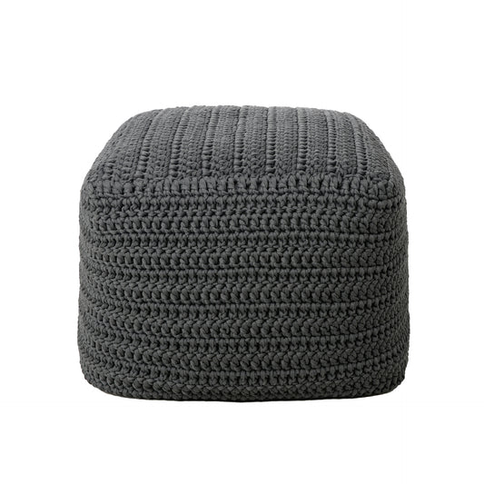 Puff Crochê Quadrado Outdoor 40x50x50 Cinza Pronta Entrega