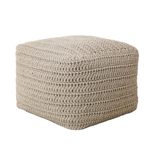 Puff Crochê Quadrado Outdoor 40x50x50 Cru