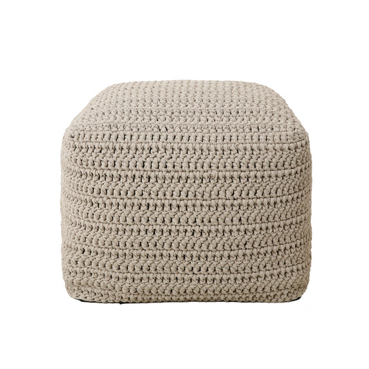 Puff Crochê Quadrado Outdoor 40x50x50 Cru