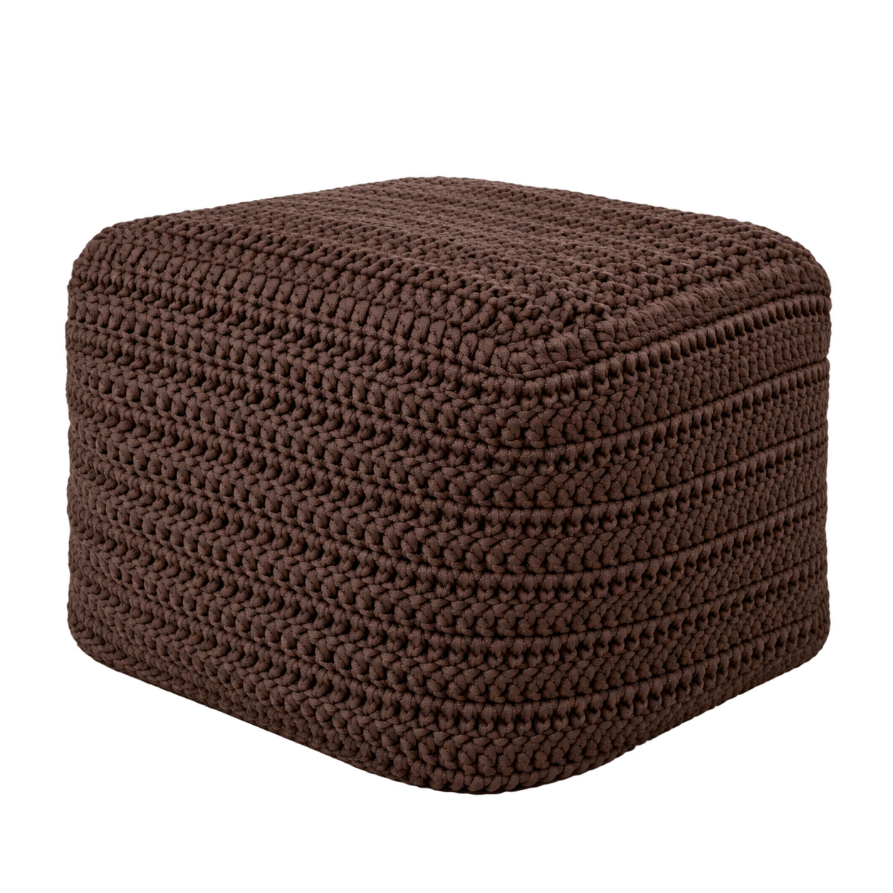 Puff Crochê Quadrado Outdoor 40x50x50 Marrom
