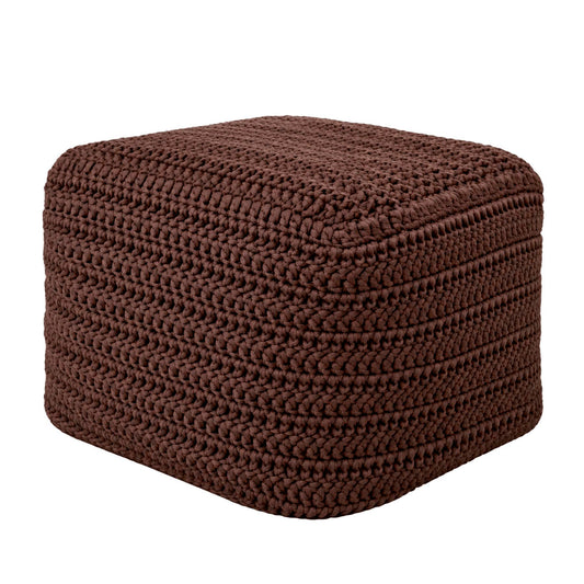 Puff Crochê Quadrado Outdoor 40x50x50 Marrom