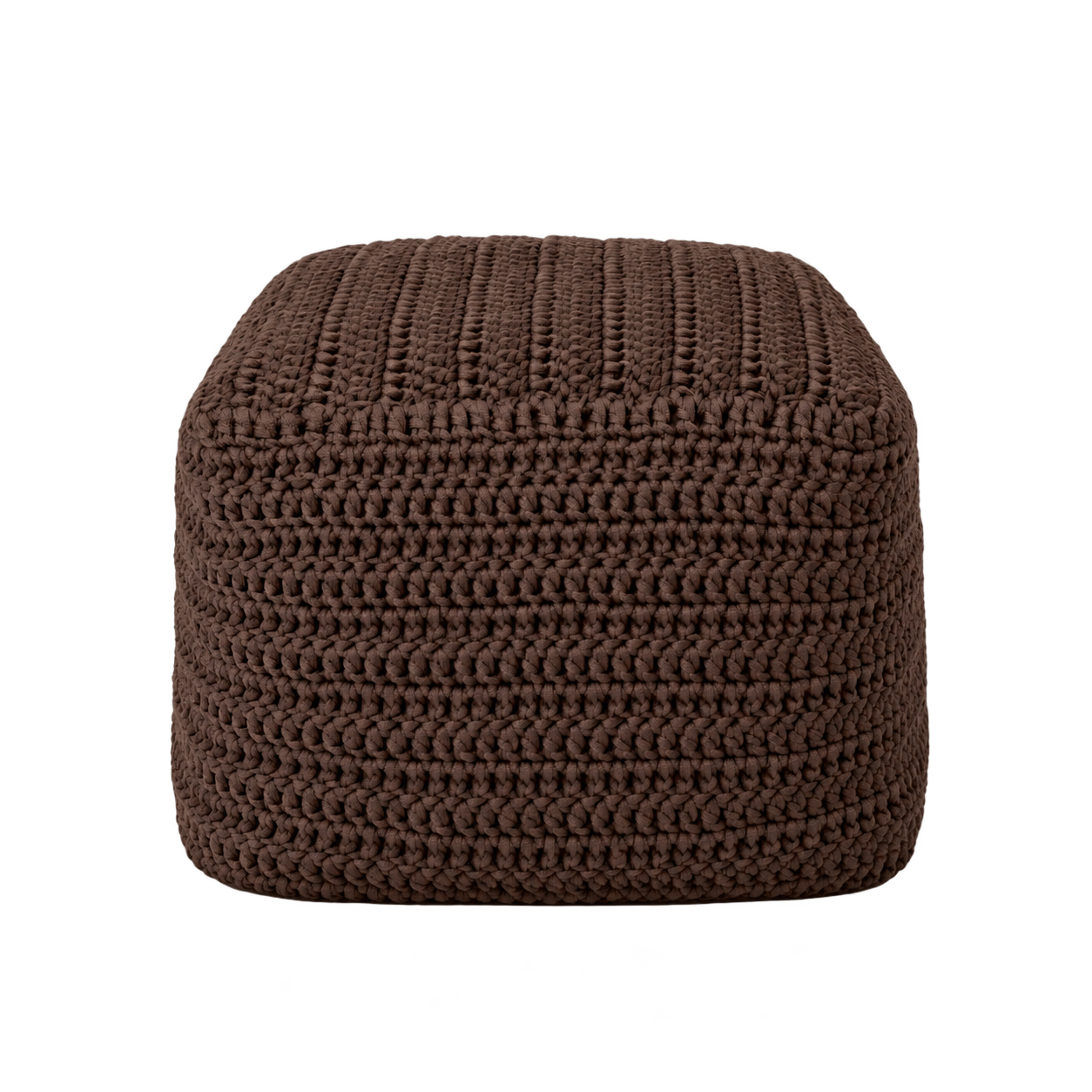Puff Crochê Quadrado Outdoor 40x50x50 Marrom