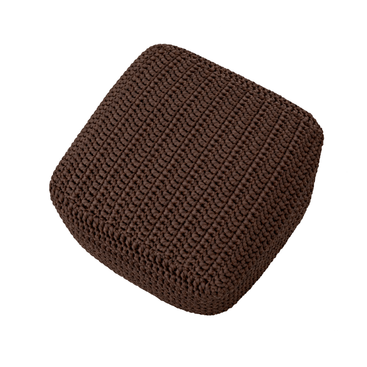 Puff Crochê Quadrado Outdoor 40x50x50 Marrom