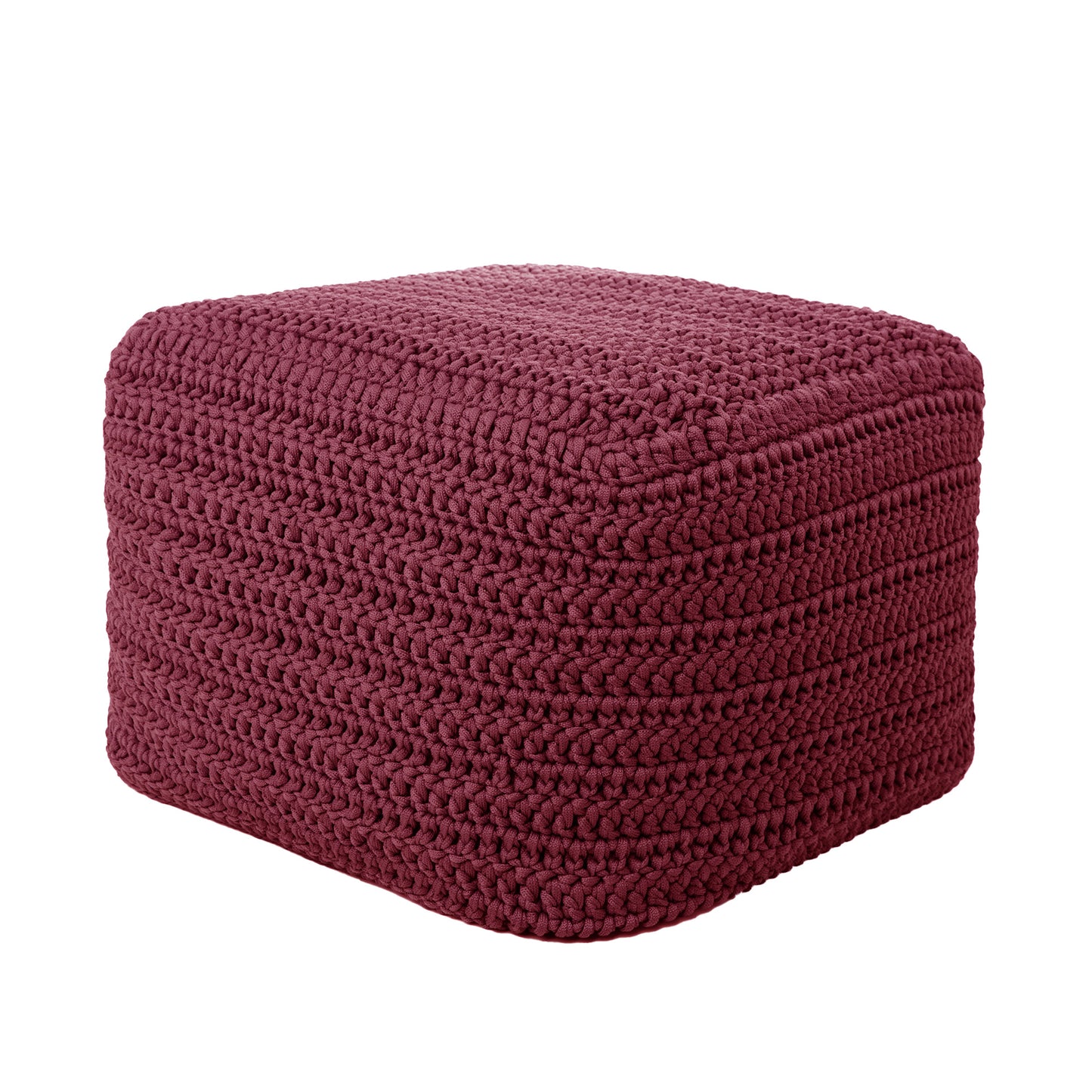 Puff Crochê Quadrado Outdoor 40x50x50 Marsala