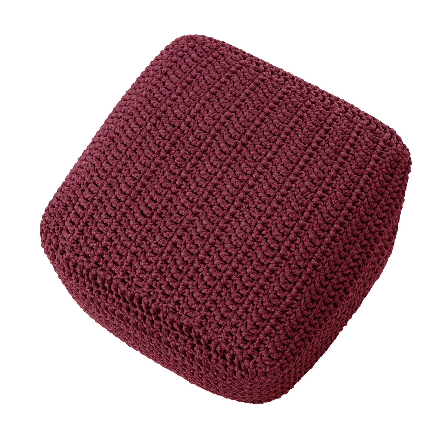 Puff Crochê Quadrado Outdoor 40x50x50 Marsala