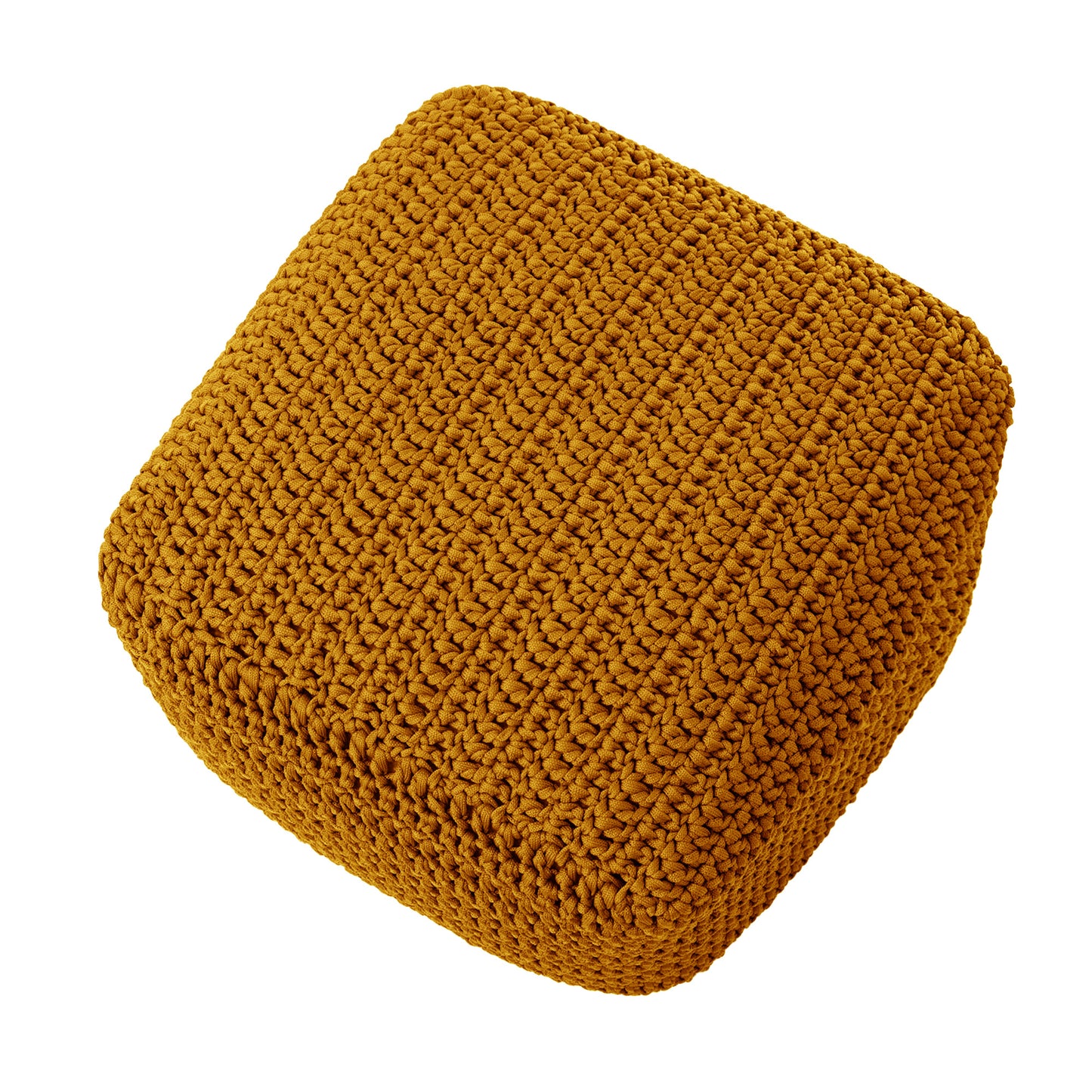 Puff Crochê Quadrado Outdoor 40x50x50 Mostarda