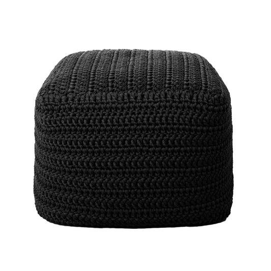 Puff Crochê Quadrado Outdoor 40x50x50 Preto