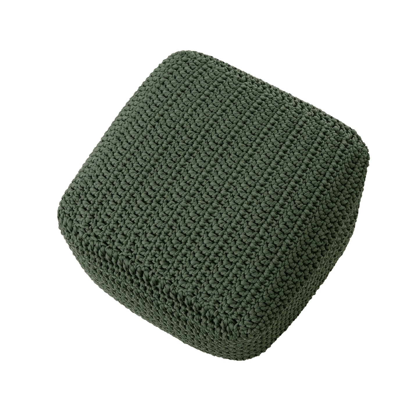 Puff Crochê Quadrado Outdoor 40x50x50 Verde Pronta Entrega