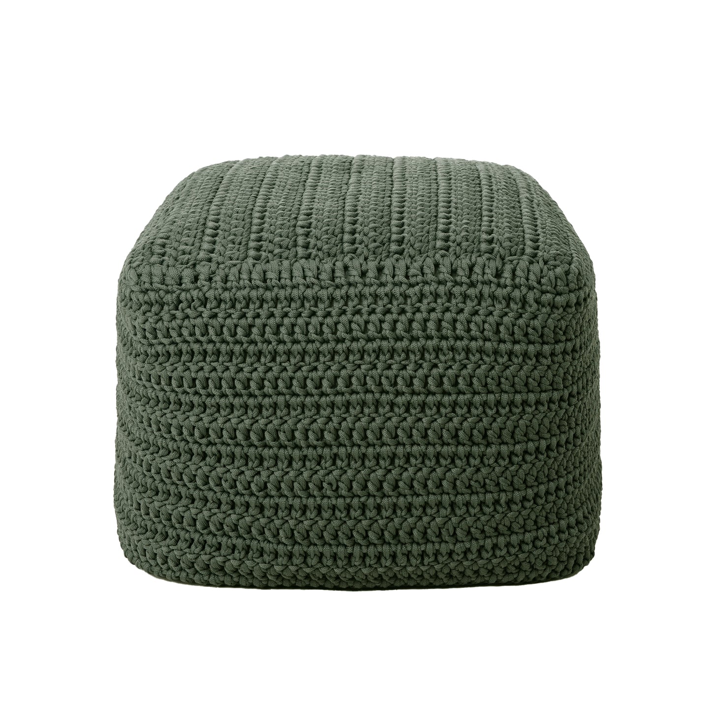 Puff Crochê Quadrado Outdoor 40x50x50 Verde Pronta Entrega