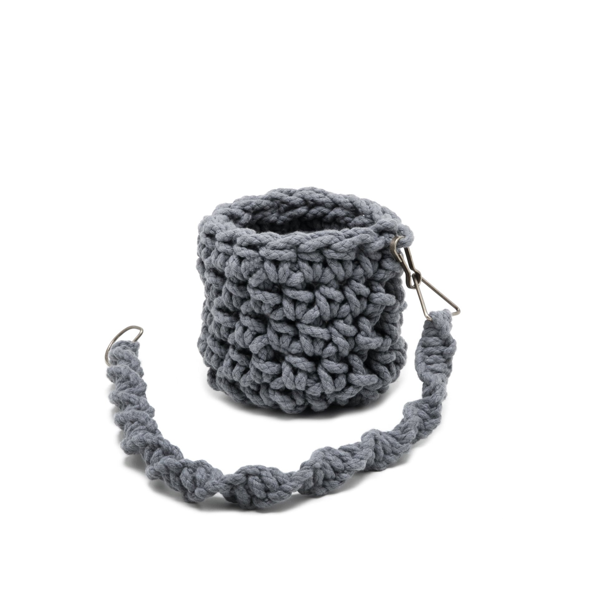 Cachepot String Suspenso em crochê artesanal e macramê 15x12 Cinza Pronta Entrega