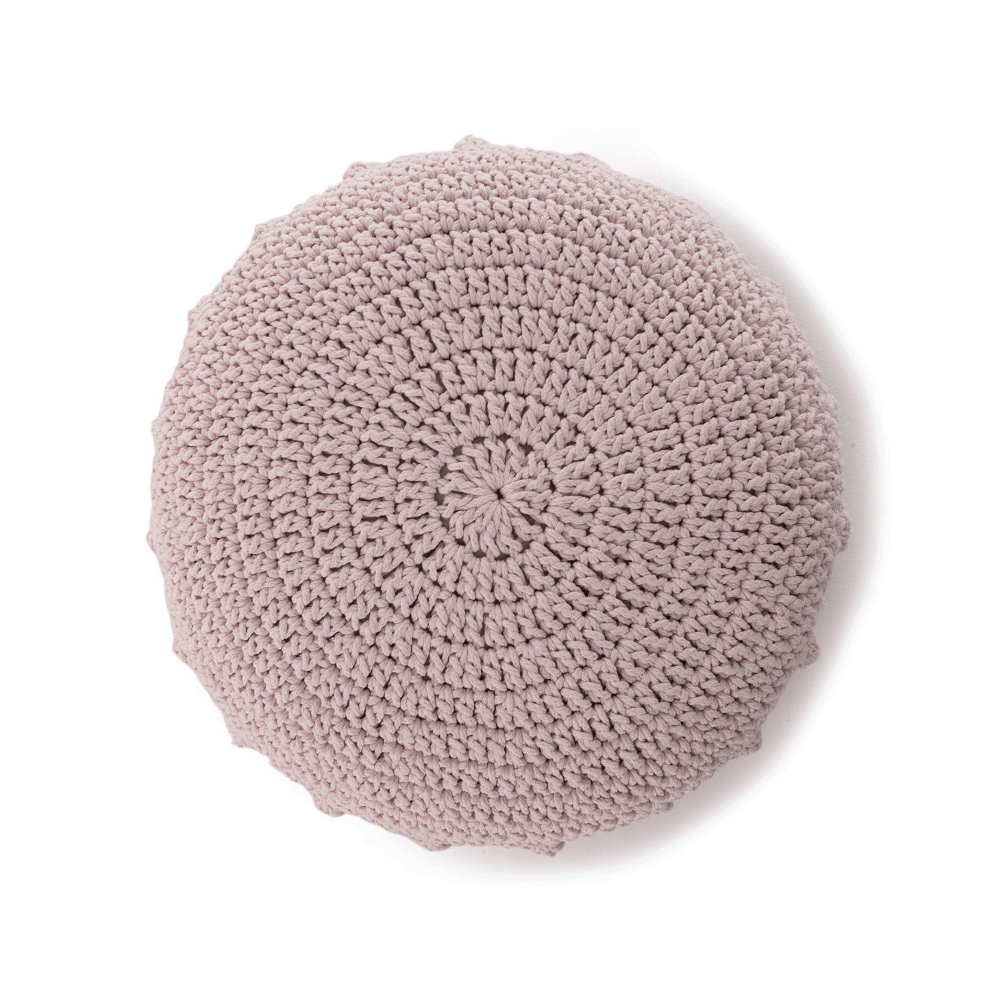 Puff Disco em crochê Rose, com fio 100% algodão.  Fechamento com zíper, possibilitando a remoção da capa para lavagem.  Dimensões: Altura - 20cm; Diâmetro - 85cm. 