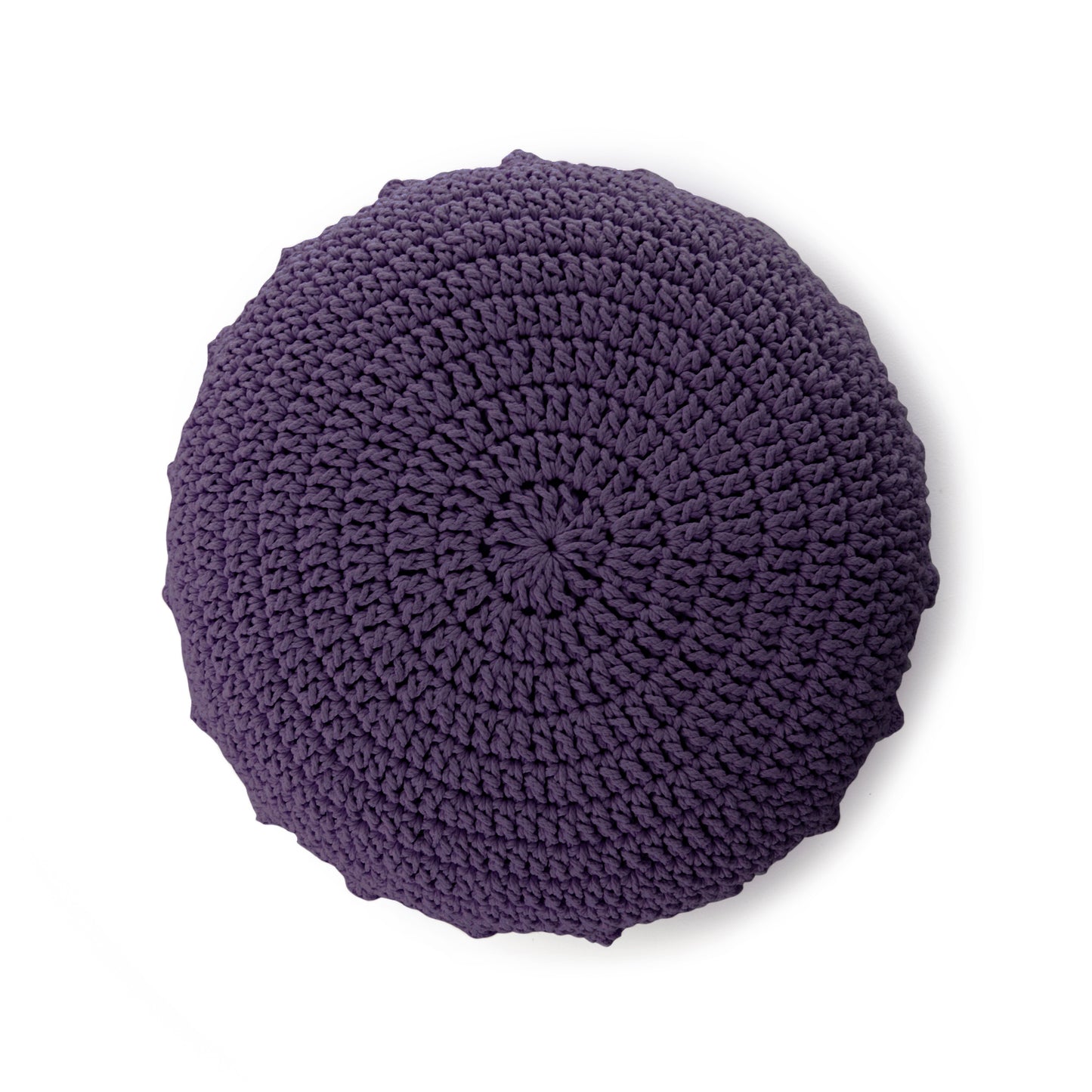 Puff Disco em crochê Roxo, com fio 100% algodão.  Fechamento com zíper, possibilitando a remoção da capa para lavagem.  Dimensões: Altura - 20cm; Diâmetro - 85cm. 