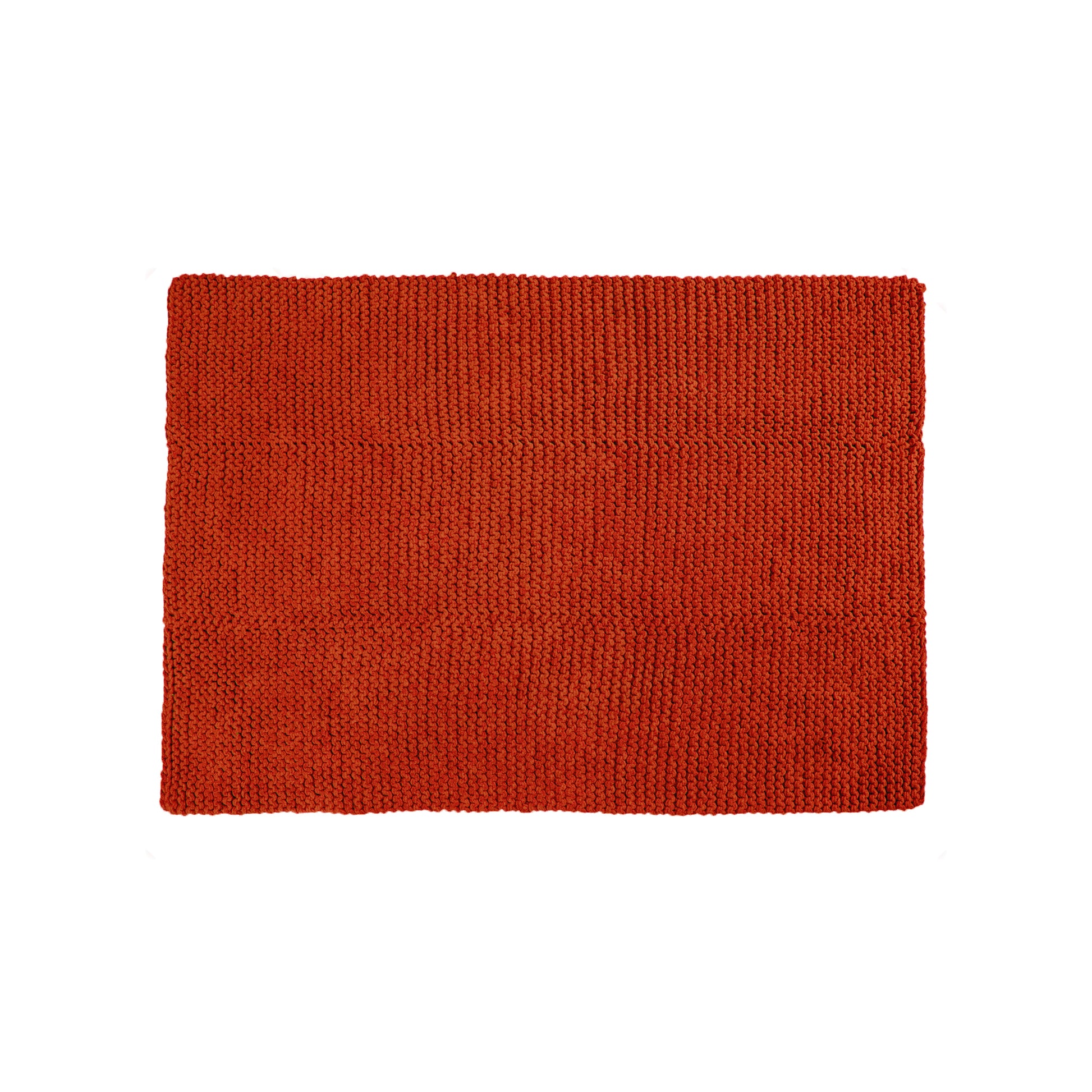 Tapete em tricô artesanal Terracota, com fio 100% algodão. Dimensões: Largura - 150cm; Comprimento - 200cm. 