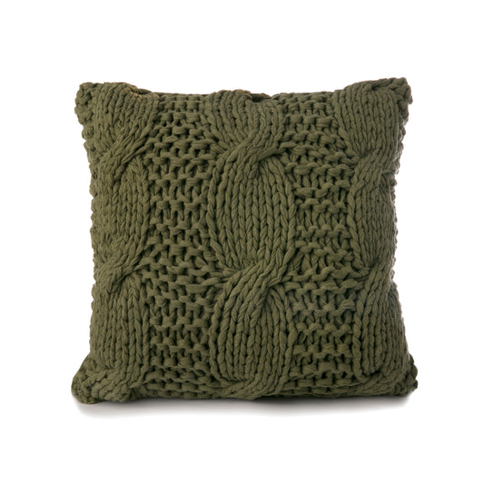 Almofada em tricô artesanal Trança 50x50 Verde