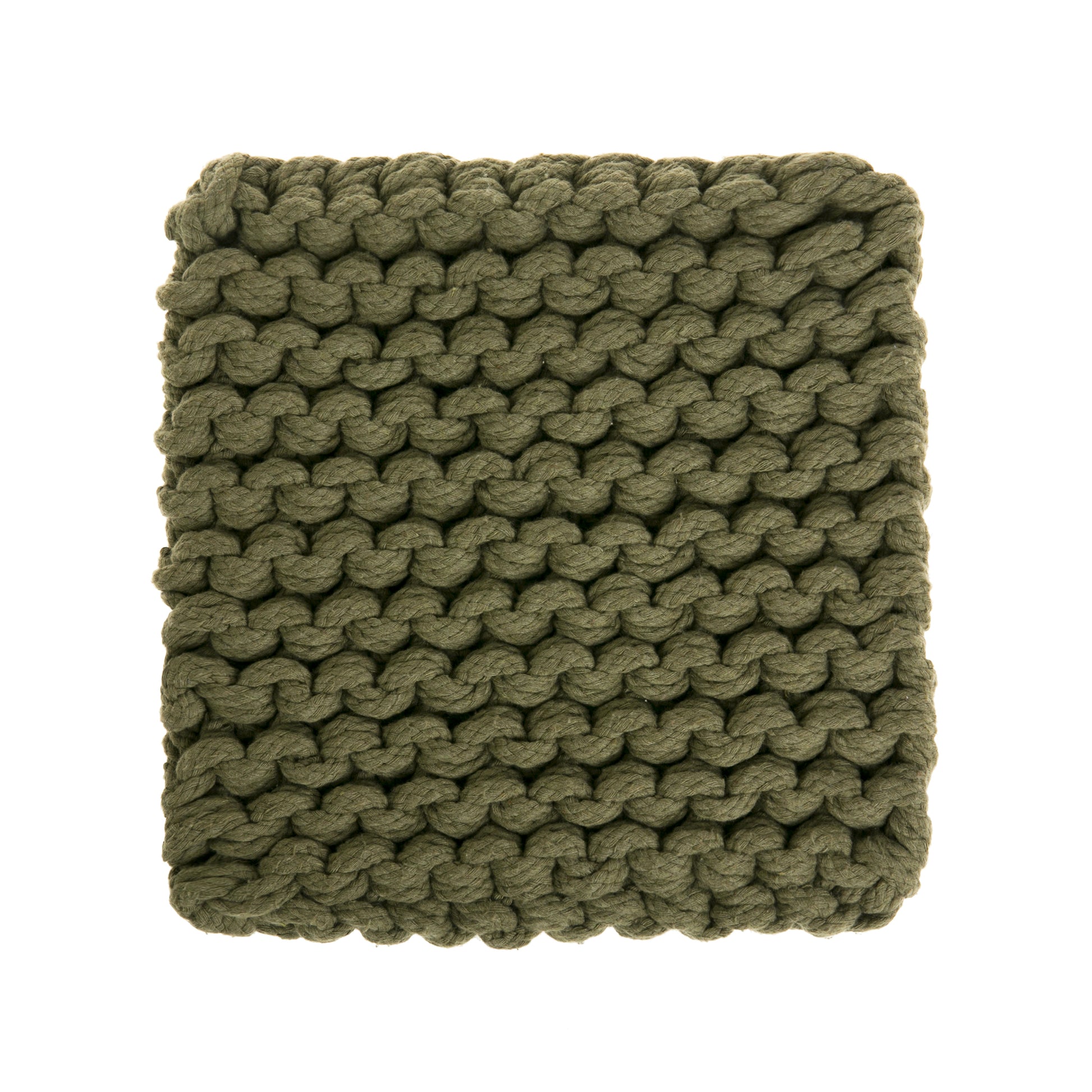 amostra de pontos / Tapete em tricô artesanal Verde, com fio 100% algodão. Dimensões: Largura - 150cm; Comprimento - 200cm. 