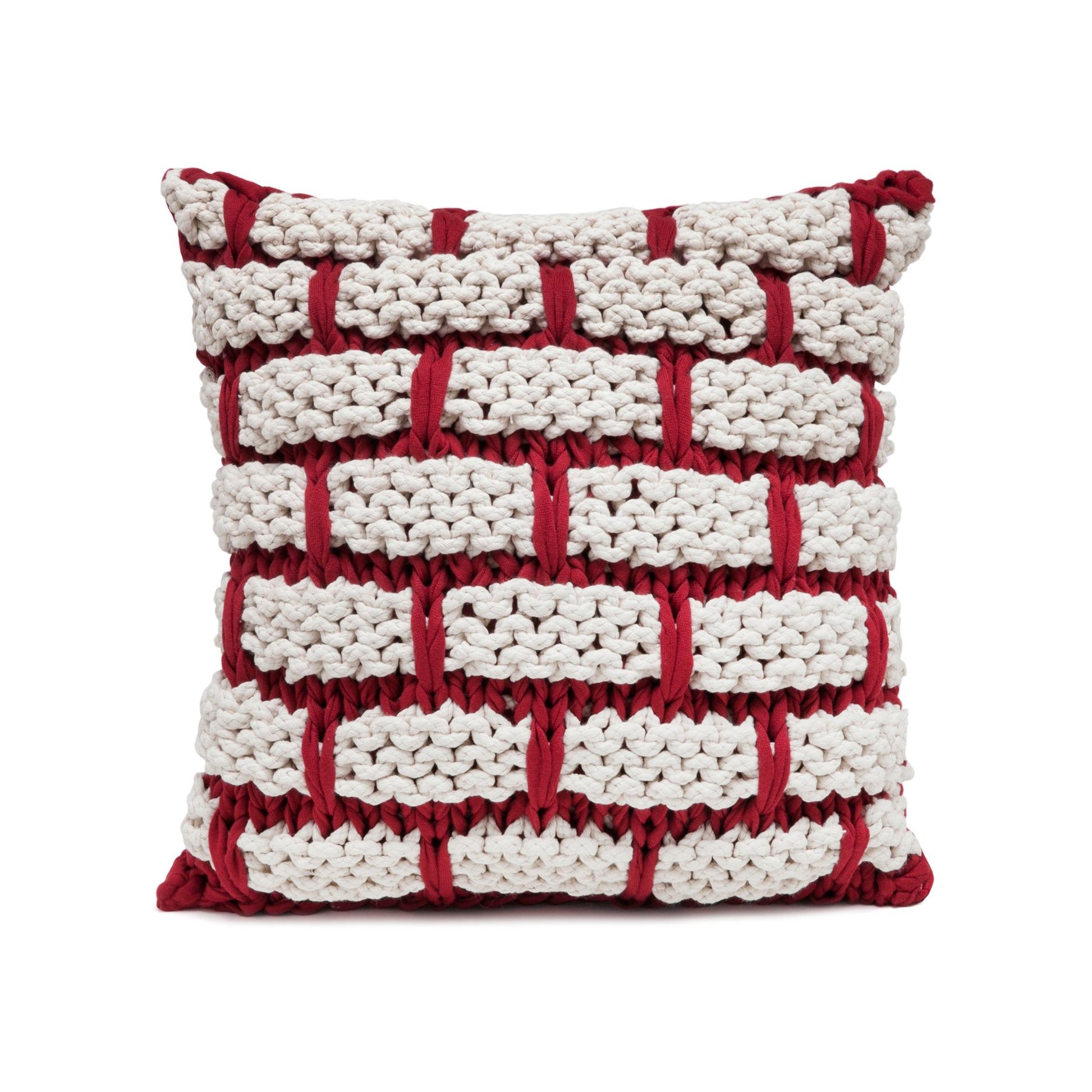 Almofada em tricô artesanal Tijolo 60x60 Vermelho
