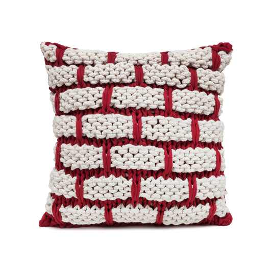 Almofada em tricô artesanal Tijolo 45x45 Vermelho Pronta Entrega