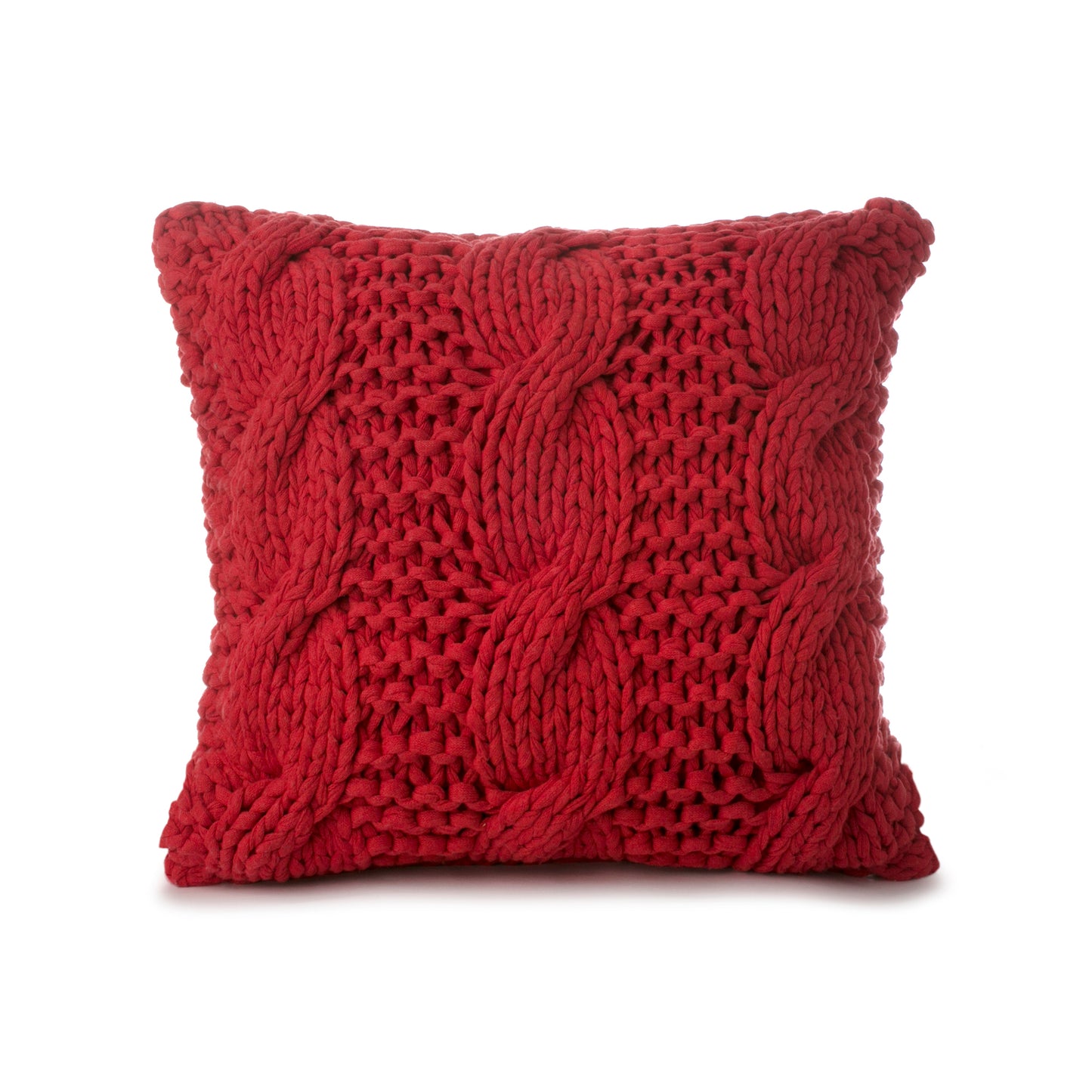 Almofada em tricô artesanal Trança 50x50 Vermelho Pronta Entrega
