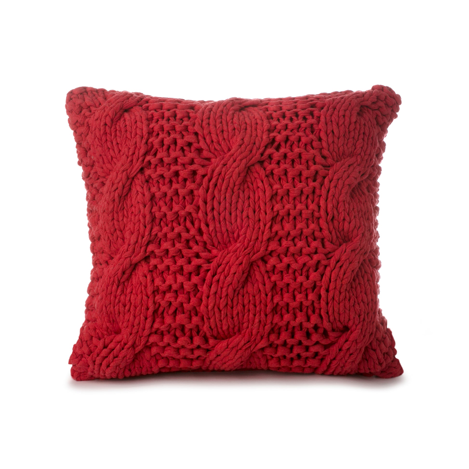 Almofada em tricô artesanal Trança 50x50 Vermelho