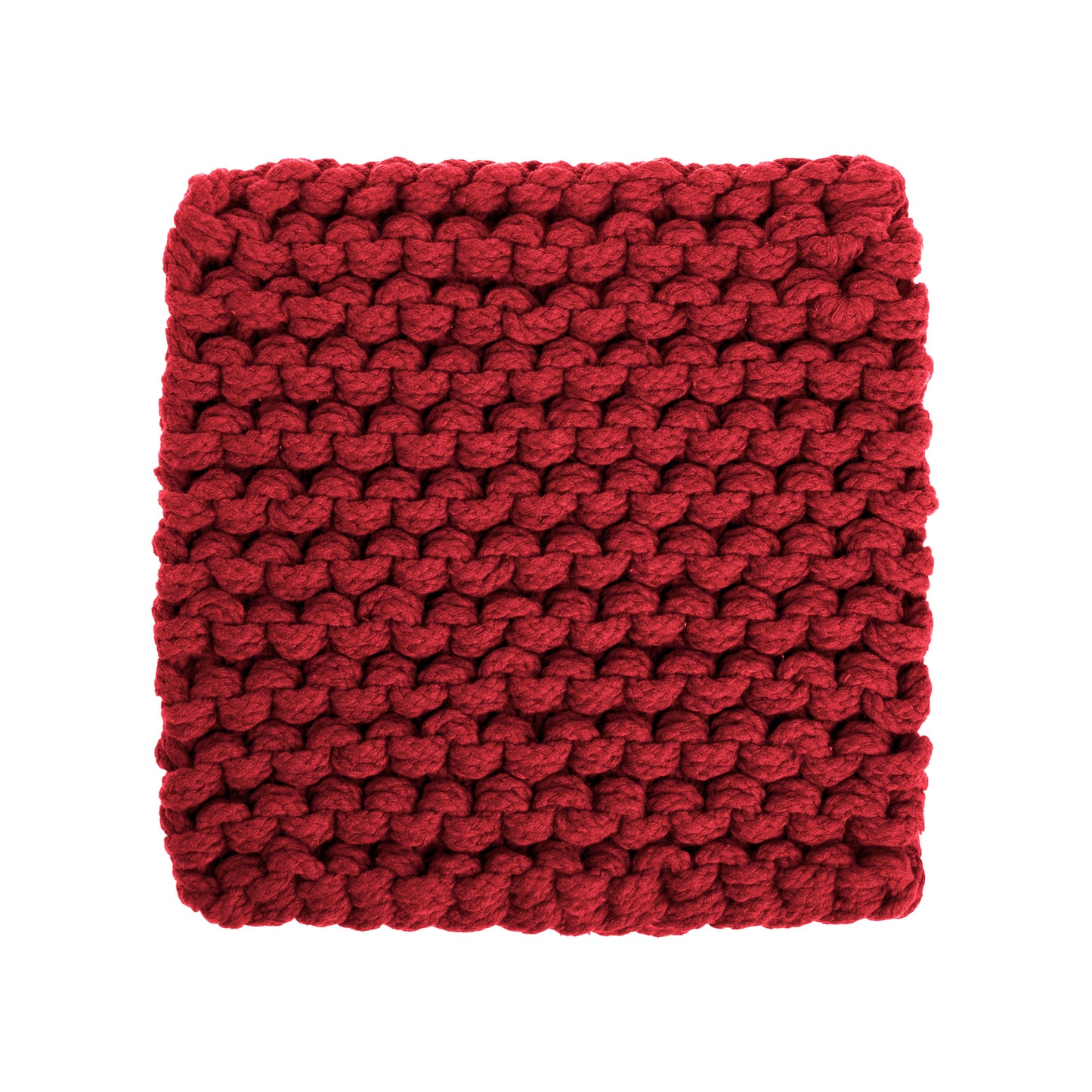 amostra de pontos / Tapete em tricô artesanal Vermelho, com fio 100% algodão. Dimensões: Largura - 150cm; Comprimento - 200cm. 